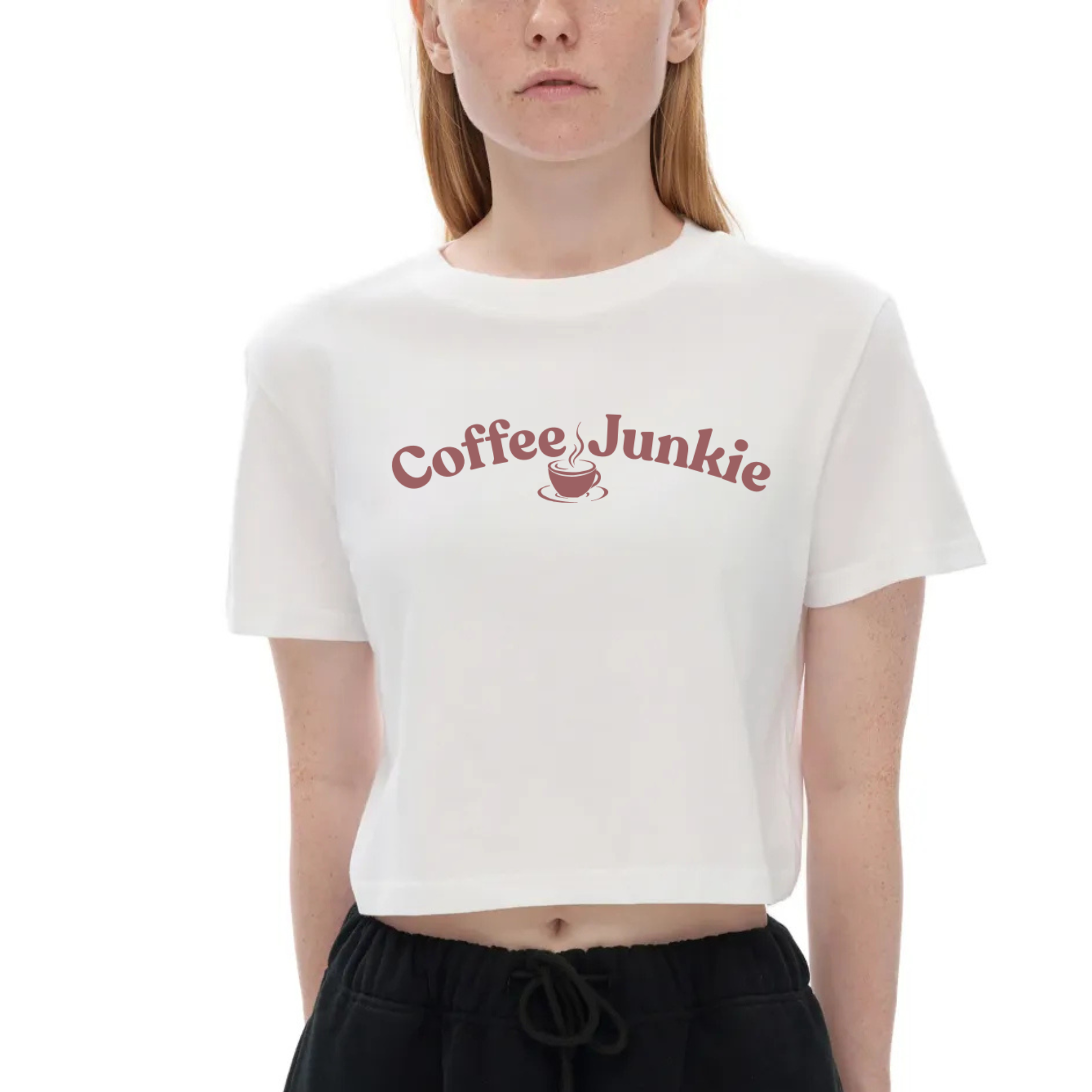 Baby Tee Seamless T-Shirt - "Coffee Junkie"