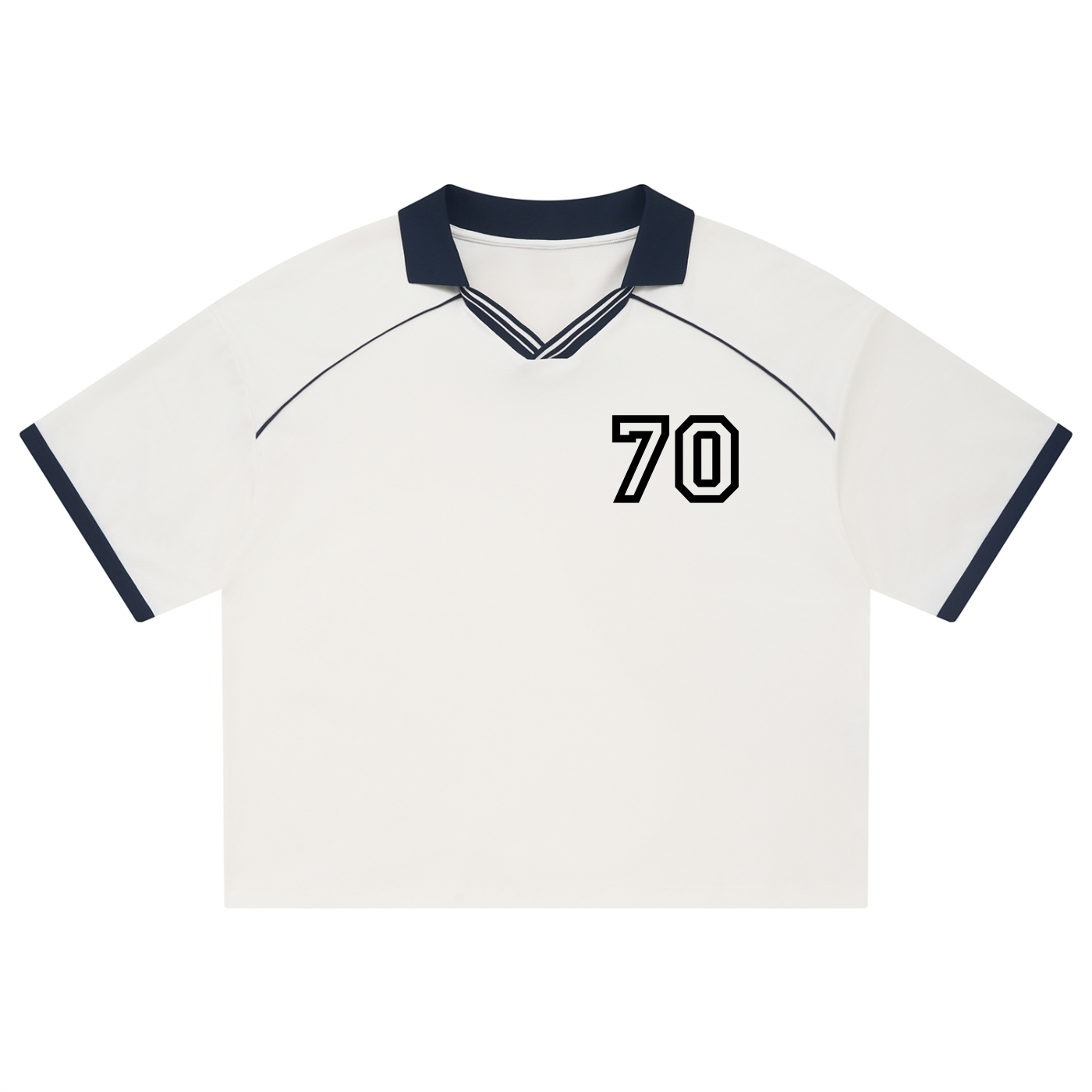 Unisex Collared Piping Boxy Soccer Jersey - "70" Varsity Vibe