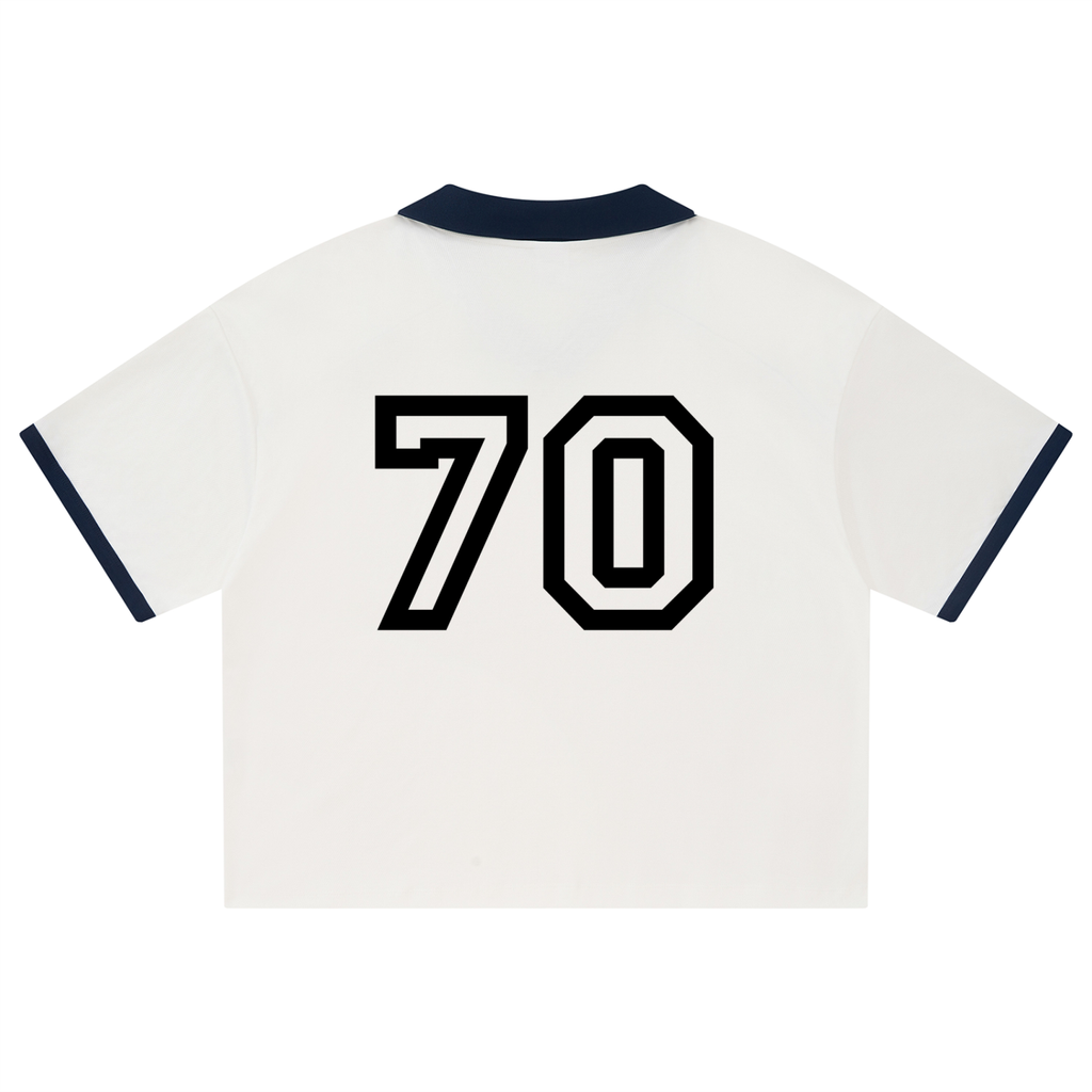 Unisex Collared Piping Boxy Soccer Jersey - "70" Varsity Vibe