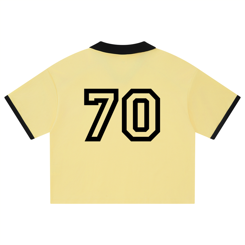 Unisex Collared Piping Boxy Soccer Jersey - "70" Varsity Vibe