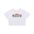 White Floral Cropped Top