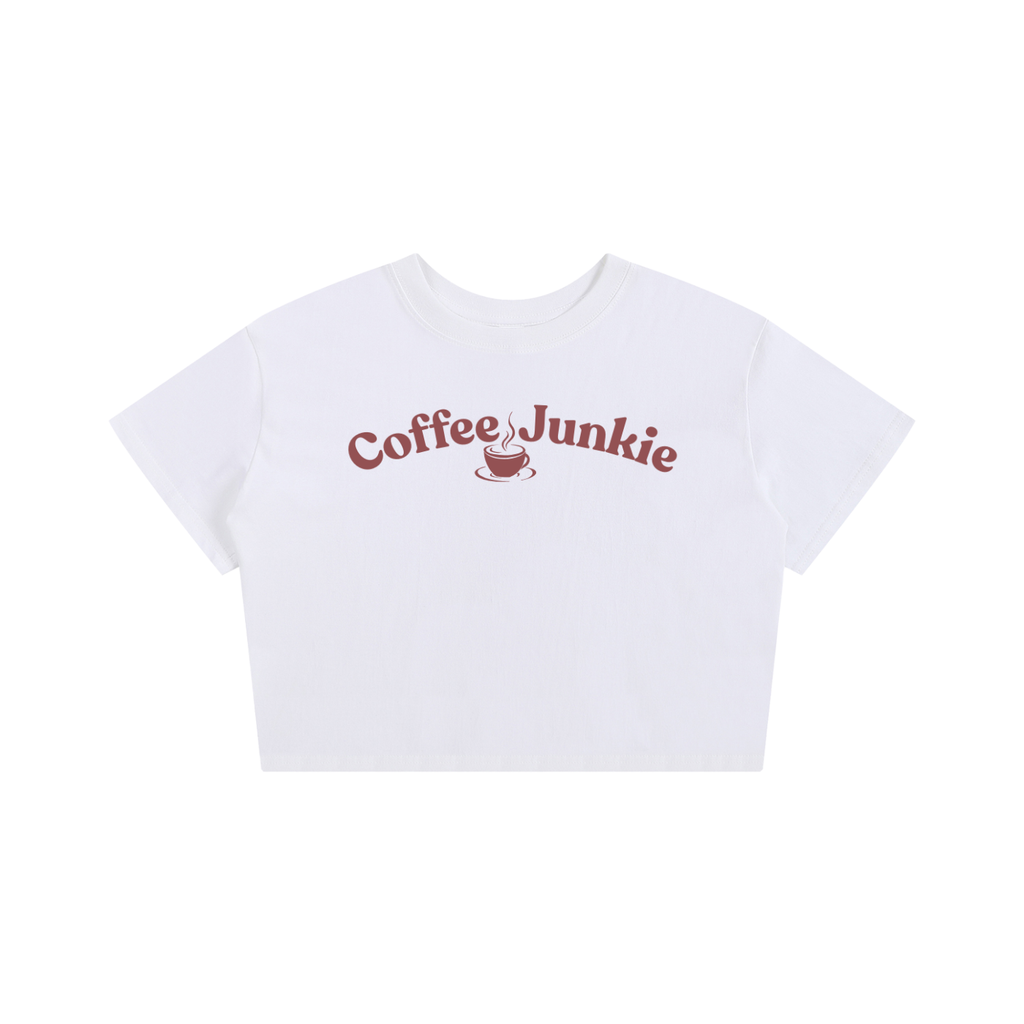 Baby Tee Seamless T-Shirt - "Coffee Junkie"