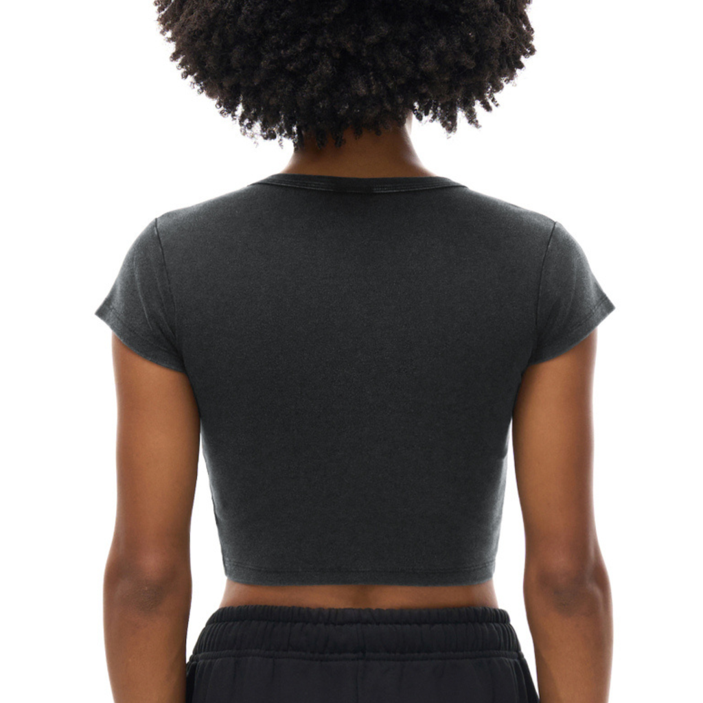 Snow Washed Cropped Floral Top