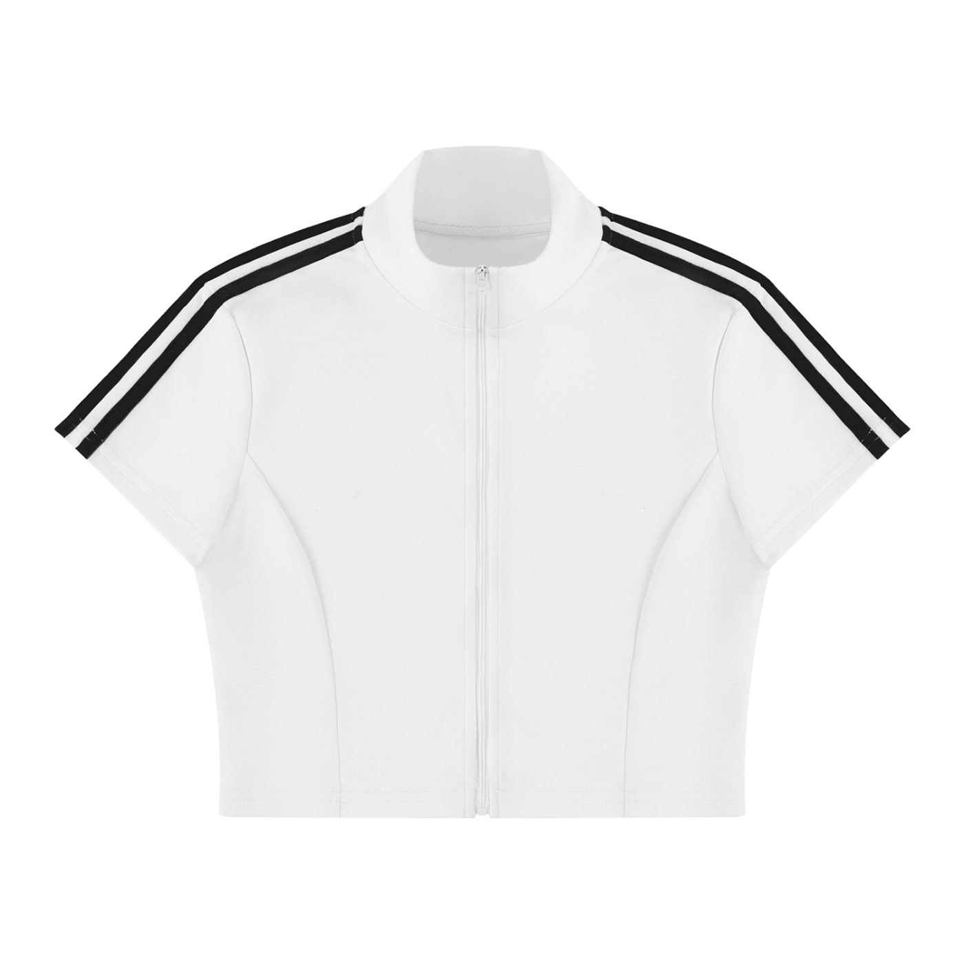 Women's Cropped Top, Full Zip Tee