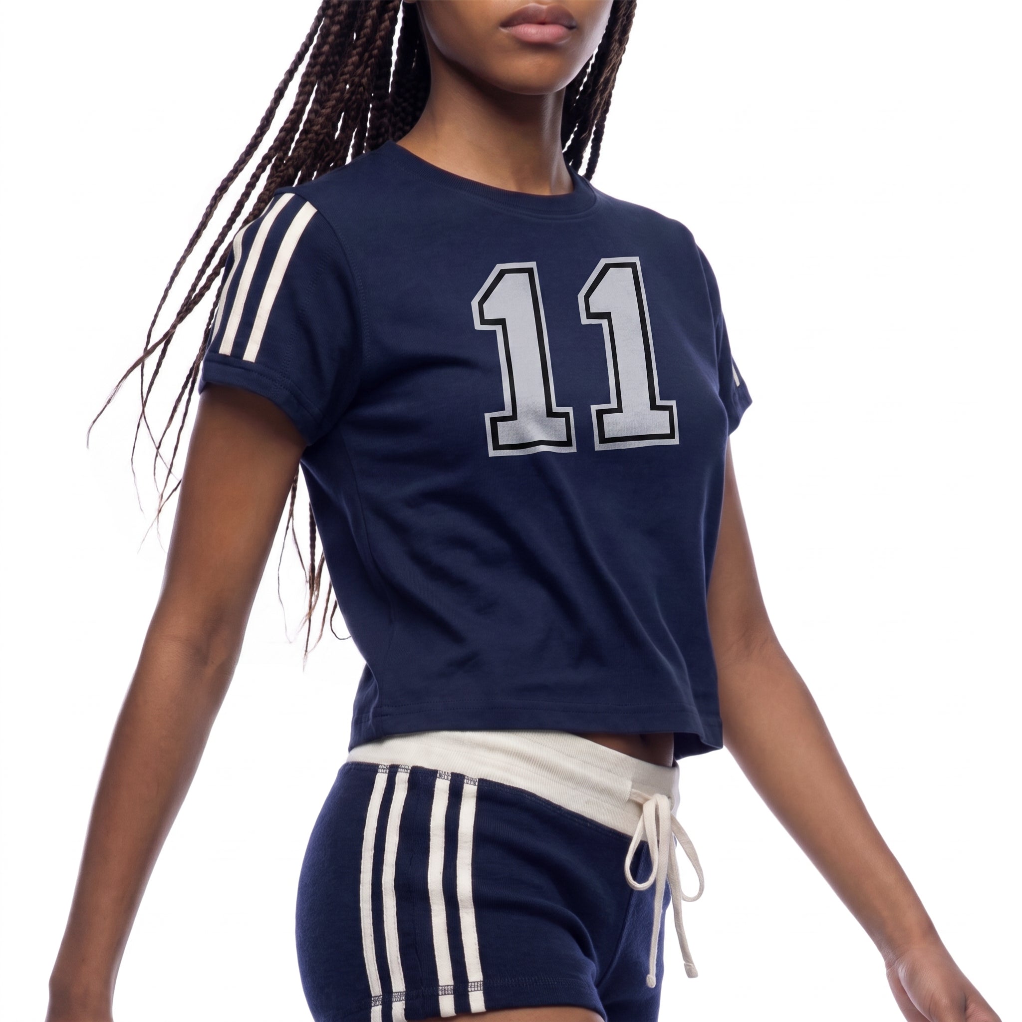 Women's Varsity Stripe Tee - "11"