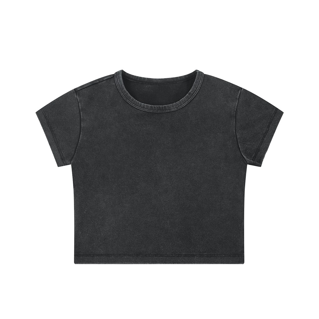 Snow Washed Cropped Top in Black
