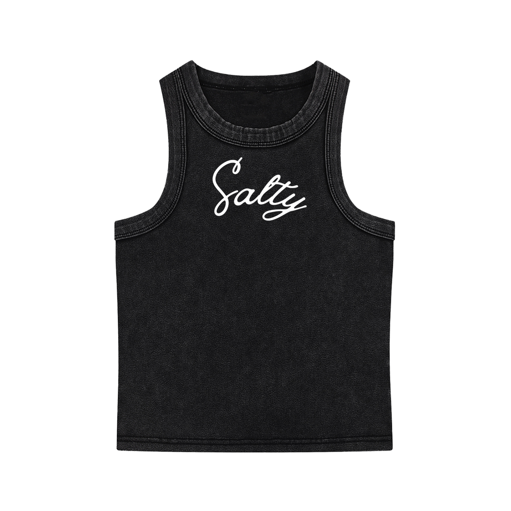 "Salty", Women's Snow Washed Tank Top, in Black