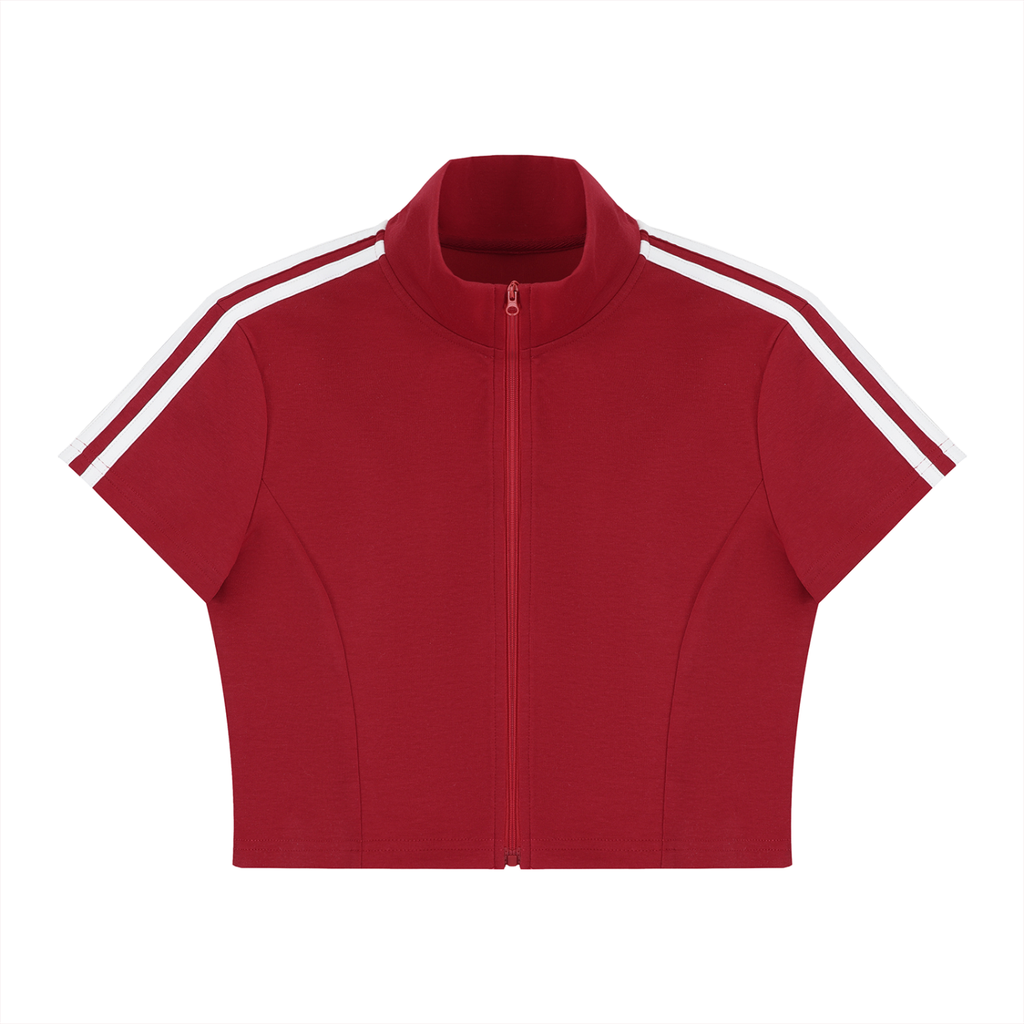Women's Cropped Top, Full Zip Tee