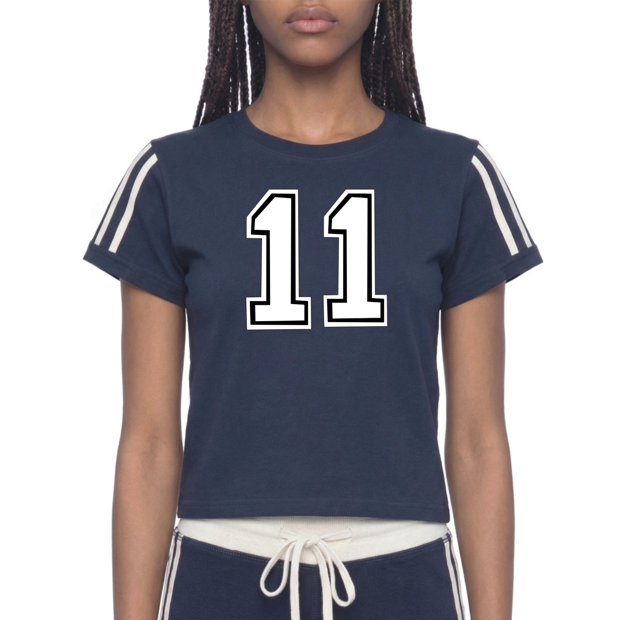 Women's Varsity Stripe Tee - "11"