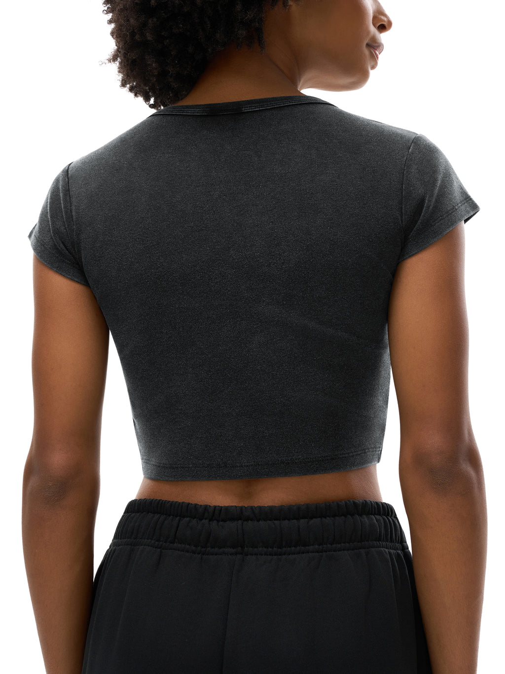 Snow Washed Cropped Top in Black