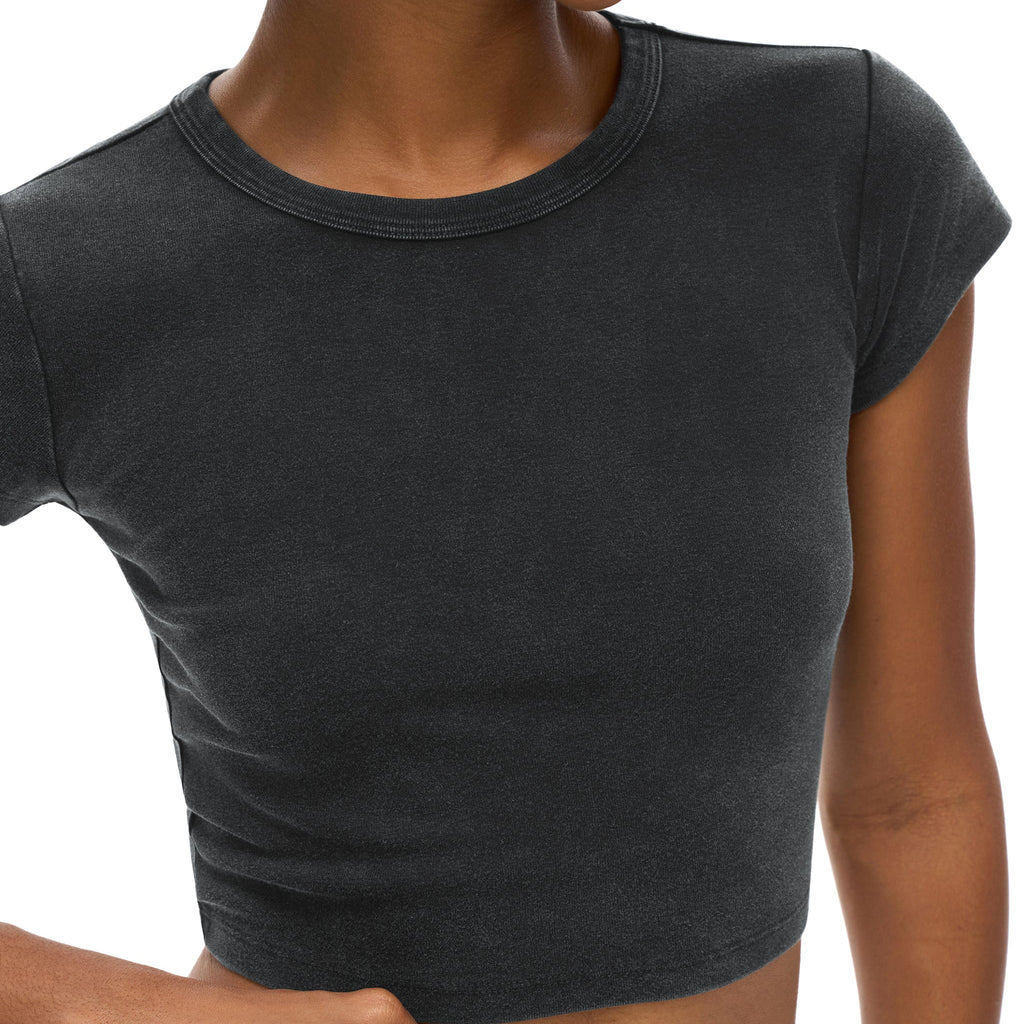Snow Washed Cropped Top in Black