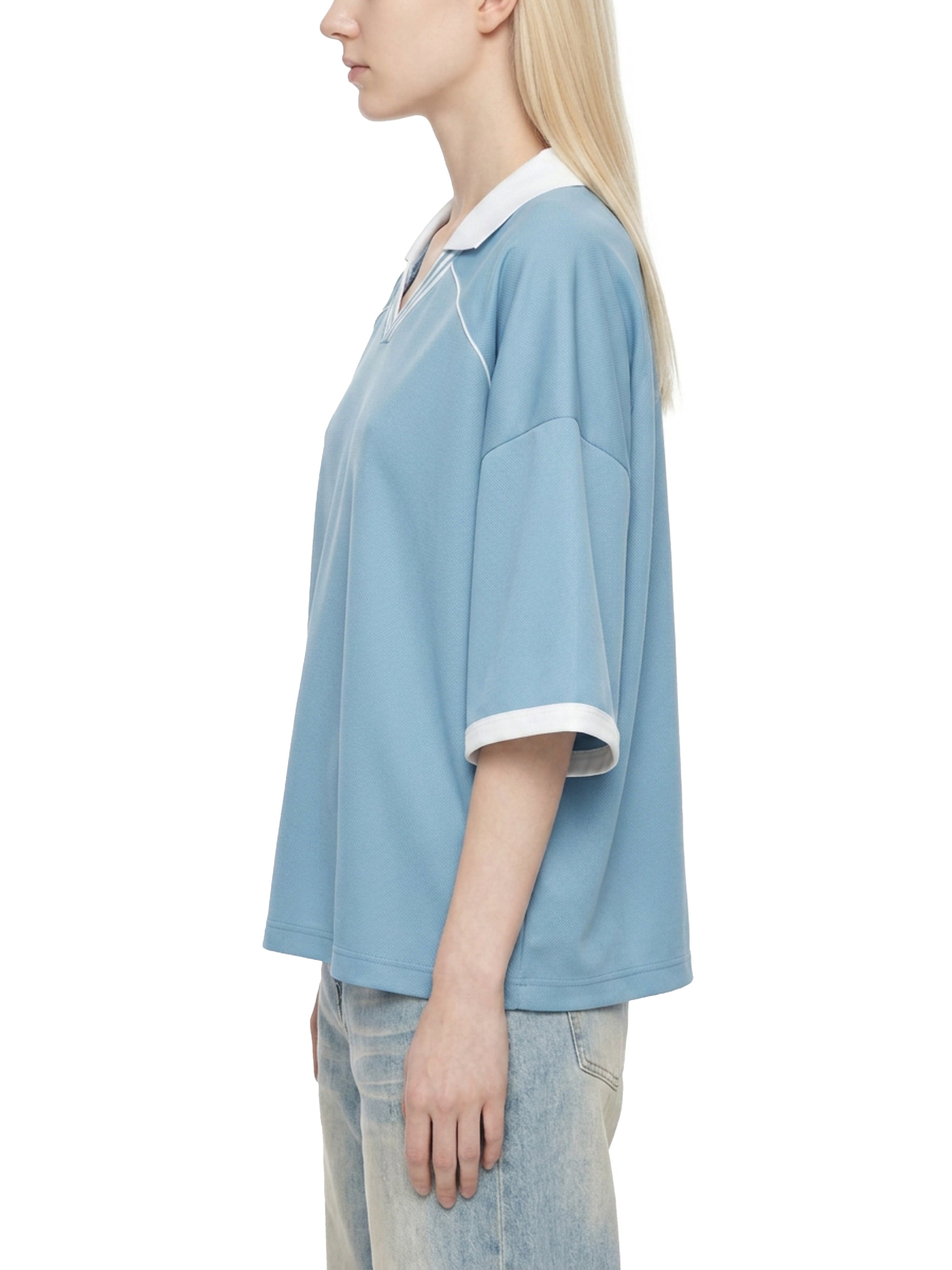 Unisex Collared Piping Boxy Soccer Jersey - "70" Varsity Vibe