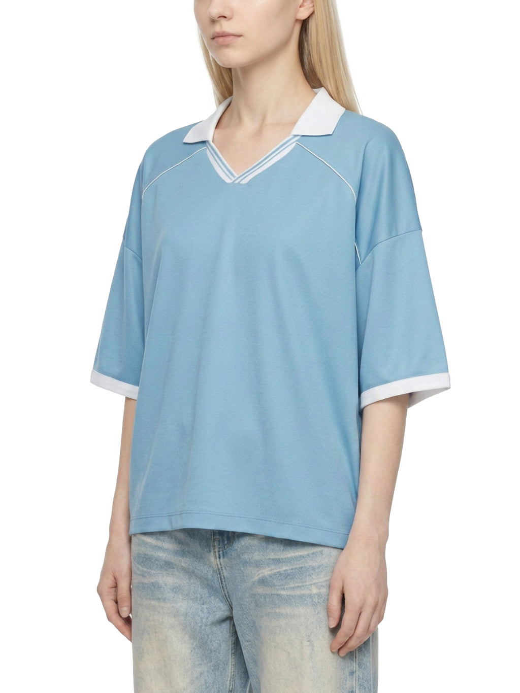 Unisex Collared Piping Boxy Soccer Jersey - "70" Varsity Vibe