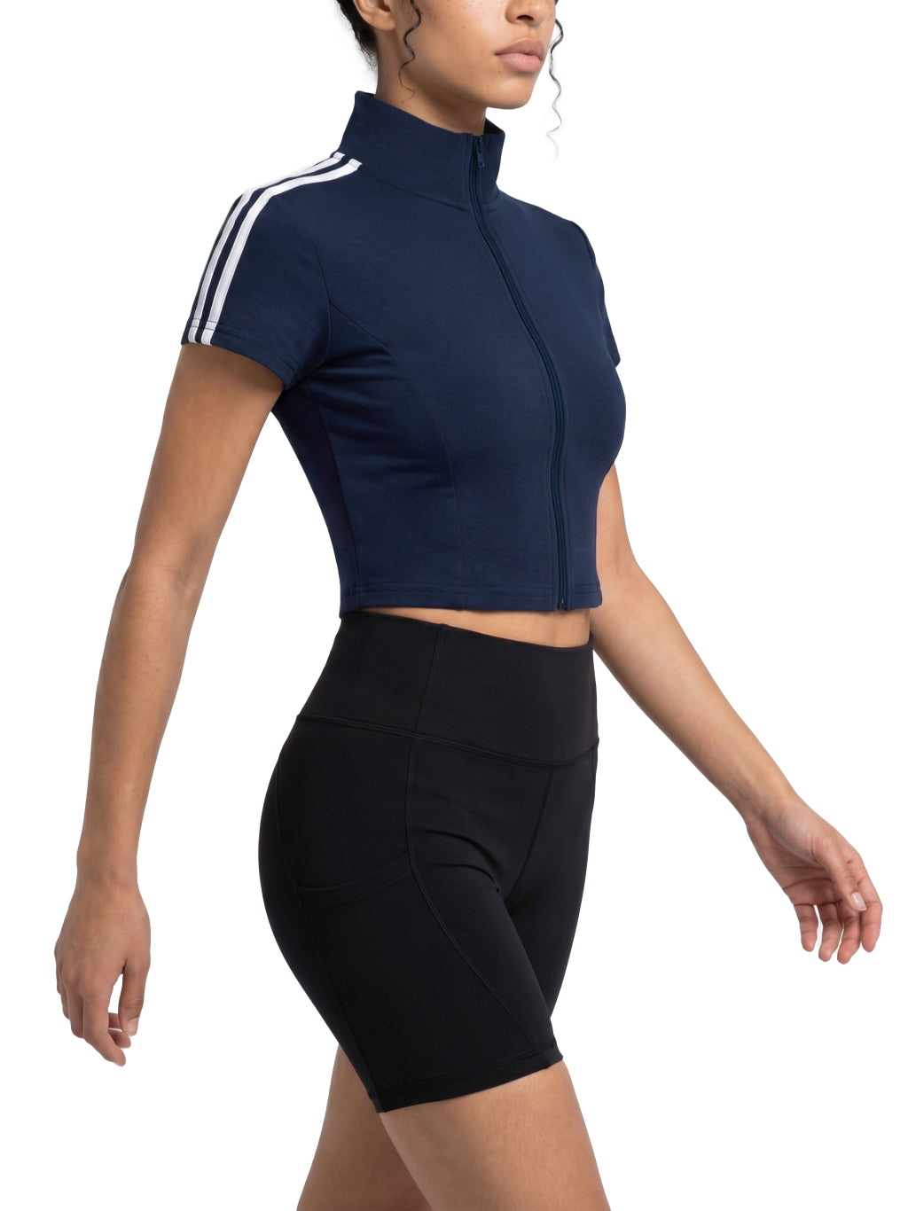 Women's Cropped Top, Full Zip Tee